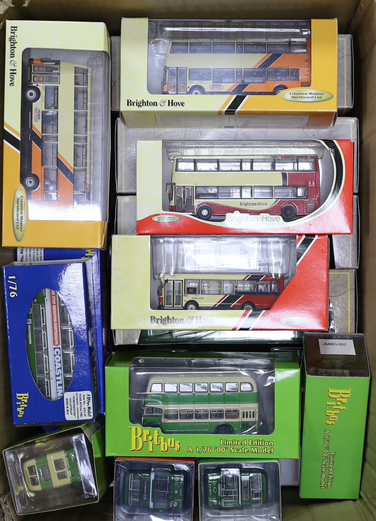 A collection of boxed Creative Master, EFE and Britbus buses and coaches, all Brighton & Hove or Southdown liveries (29)